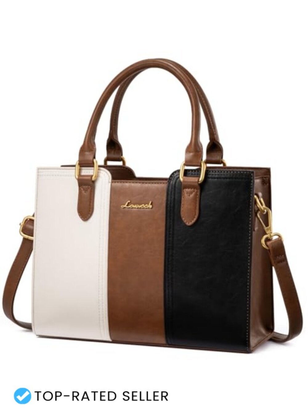 Faux Leather Satchel Crossbody Shoulder Bag Top Handle Purse for Work